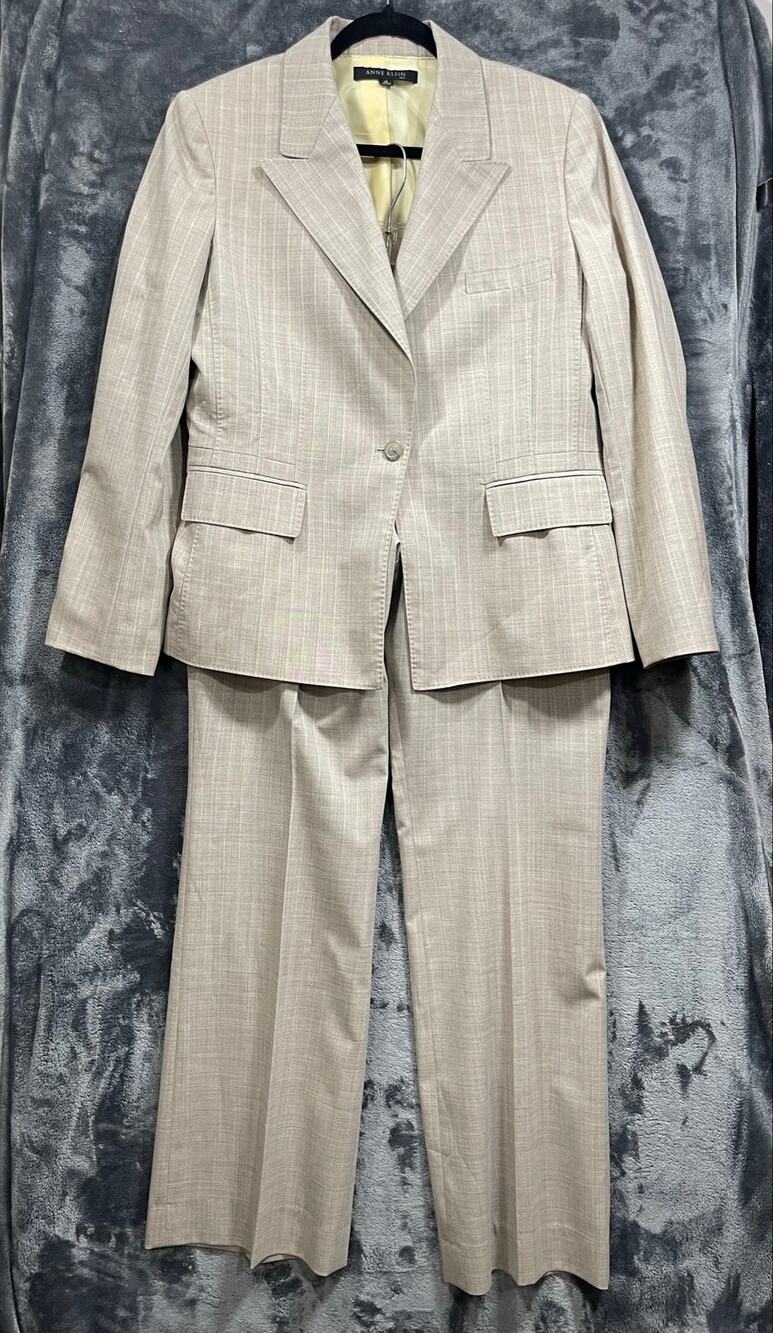 Anne Klein Suit Womens Size 14 Wool Blend Pant Suit Blazer Trousers Corporate